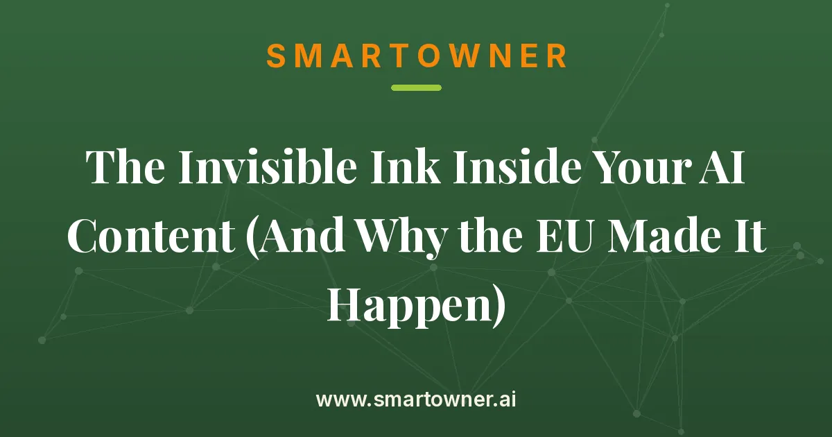 Featured image for The Invisible Ink Inside Your AI Content (And Why the EU Made It Happen) - Newsletter article